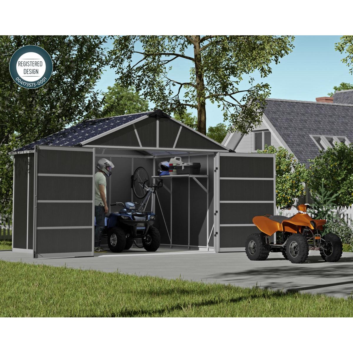 Yukon Garage Skylight Shed 11 x 9 ft. | Palram-Canopia-Delightful Yard