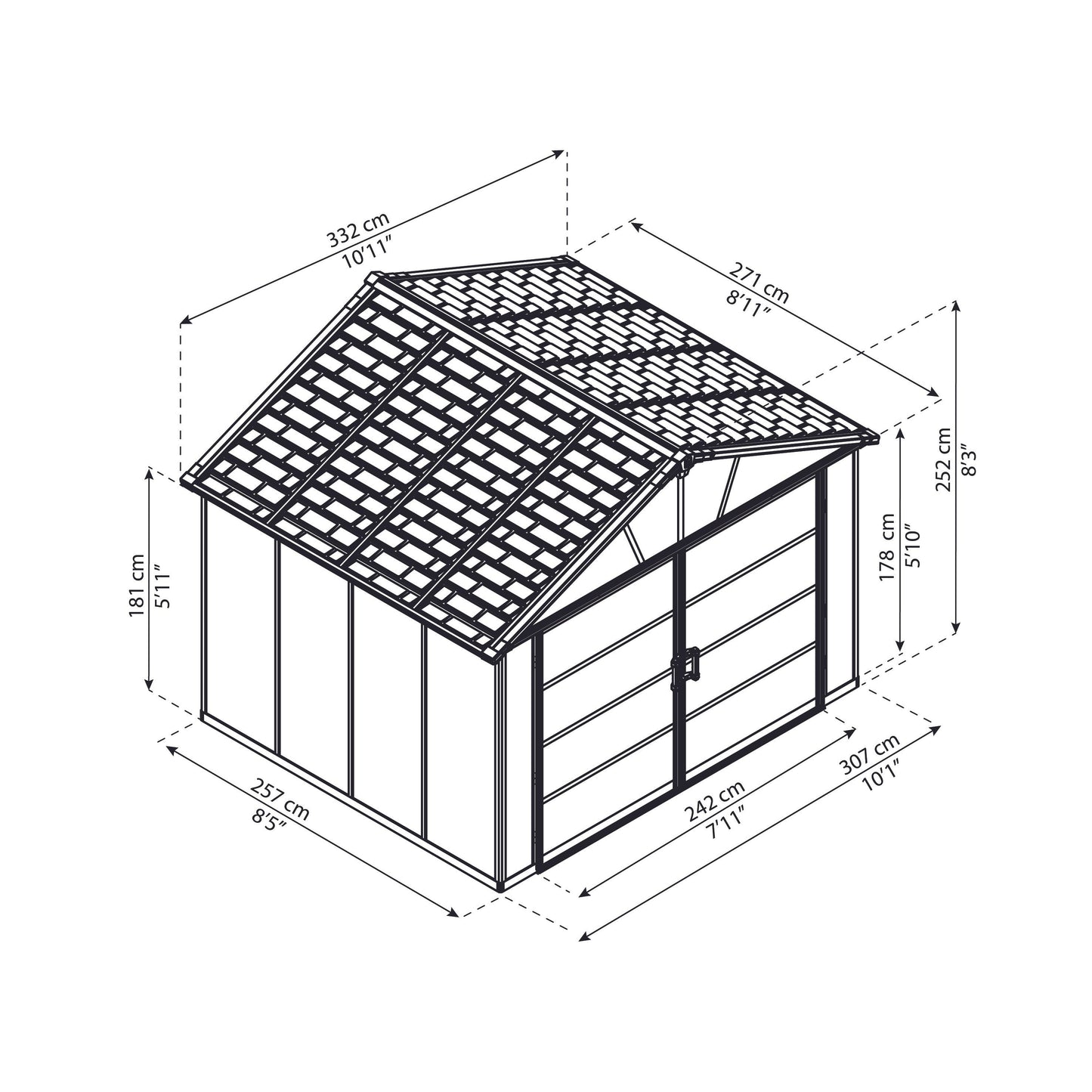 Yukon Garage Skylight Shed 11 x 9 ft. | Palram-Canopia - Delightful Yard