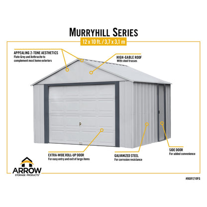 Arrow Murryhill Steel Garage Shed 12 x 10 ft.-Delightful Yard