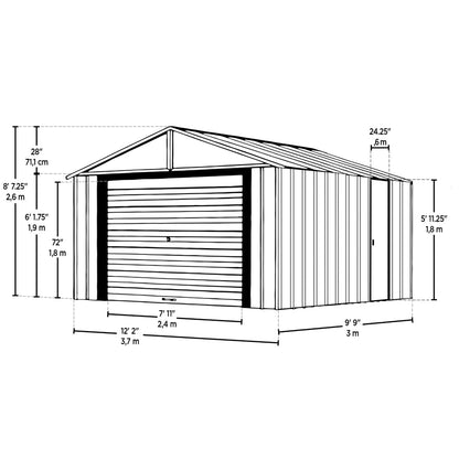 Arrow Murryhill Steel Garage Shed 12 x 10 ft.-Delightful Yard