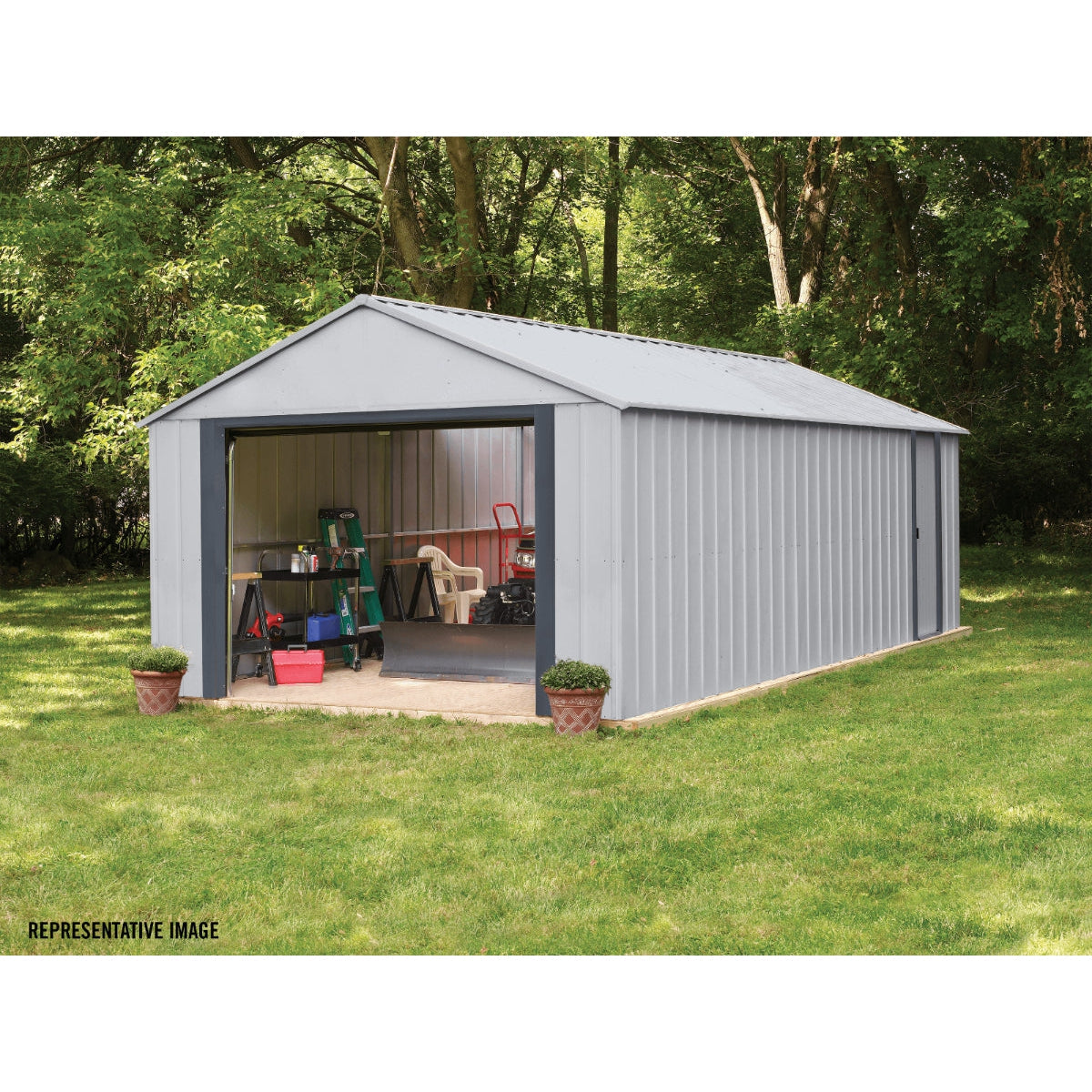 Arrow Murryhill Steel Garage Shed 12 x 17 ft.-Delightful Yard