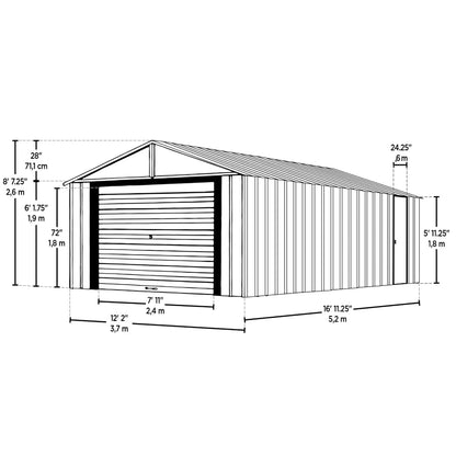 Arrow Murryhill Steel Garage Shed 12 x 17 ft.-Delightful Yard