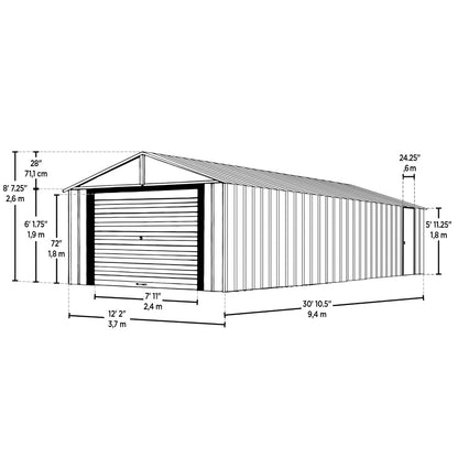 Arrow Murryhill Steel Garage Shed 12 x 31 ft.-Delightful Yard