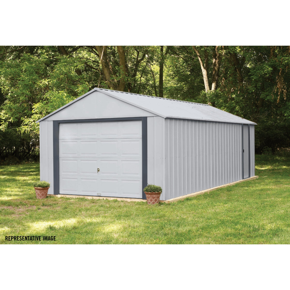 Arrow Murryhill Steel Garage Shed 14 x 31 ft.-Delightful Yard