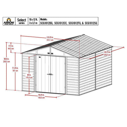Arrow Select Steel Storage Shed 10 x 12 ft. - Delightful Yard