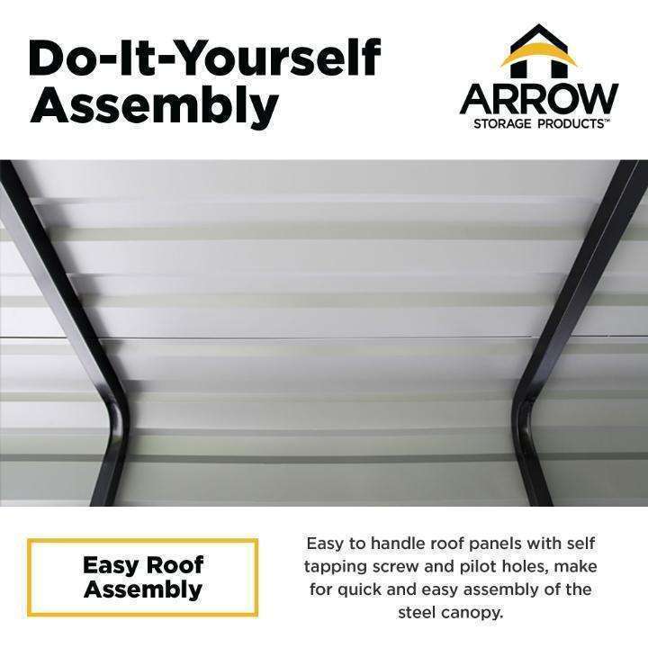 Arrow Steel Carport Canopy 10 x 20 x 7 ft. - Delightful Yard