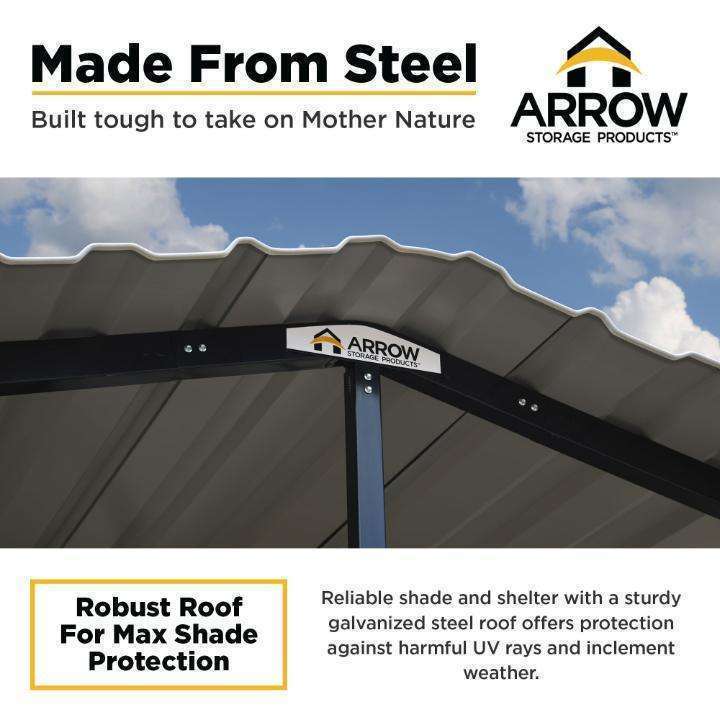 Arrow Steel Carport Canopy 10 x 29 x 7 ft. - Delightful Yard