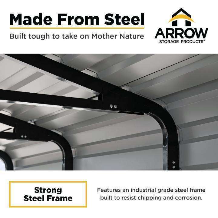 Arrow Steel Carport Canopy 10 x 29 x 7 ft. - Delightful Yard