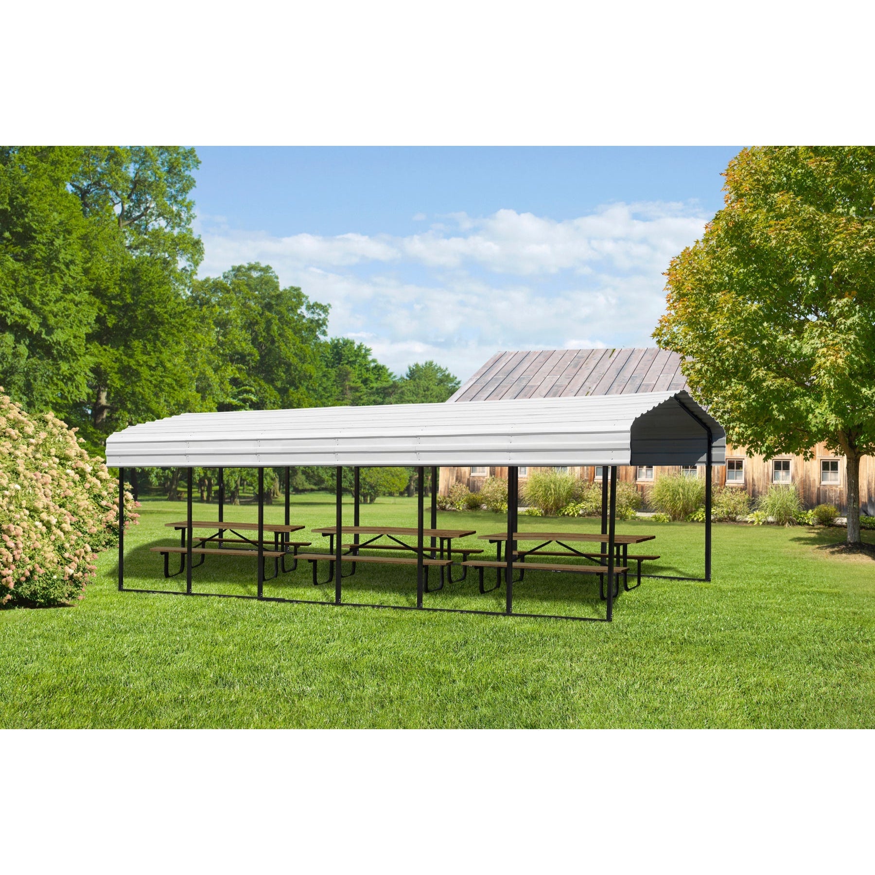 Arrow Steel Carport Canopy 10 x 29 x 9 ft.-Delightful Yard