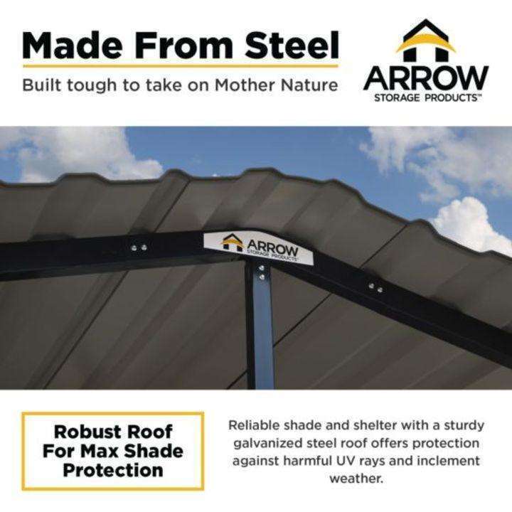 Arrow Steel Carport Canopy 12 x 20 x 7 ft. - Delightful Yard
