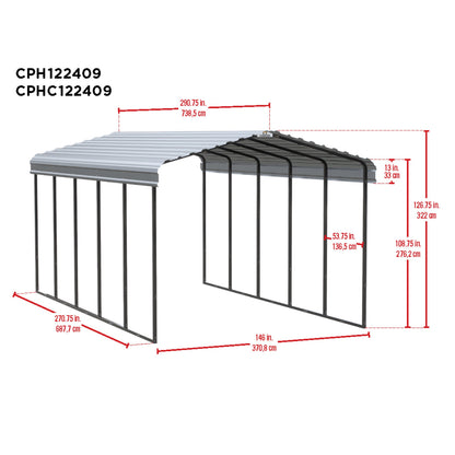 Arrow Steel Carport Canopy 12 x 24 x 9 ft.-Delightful Yard