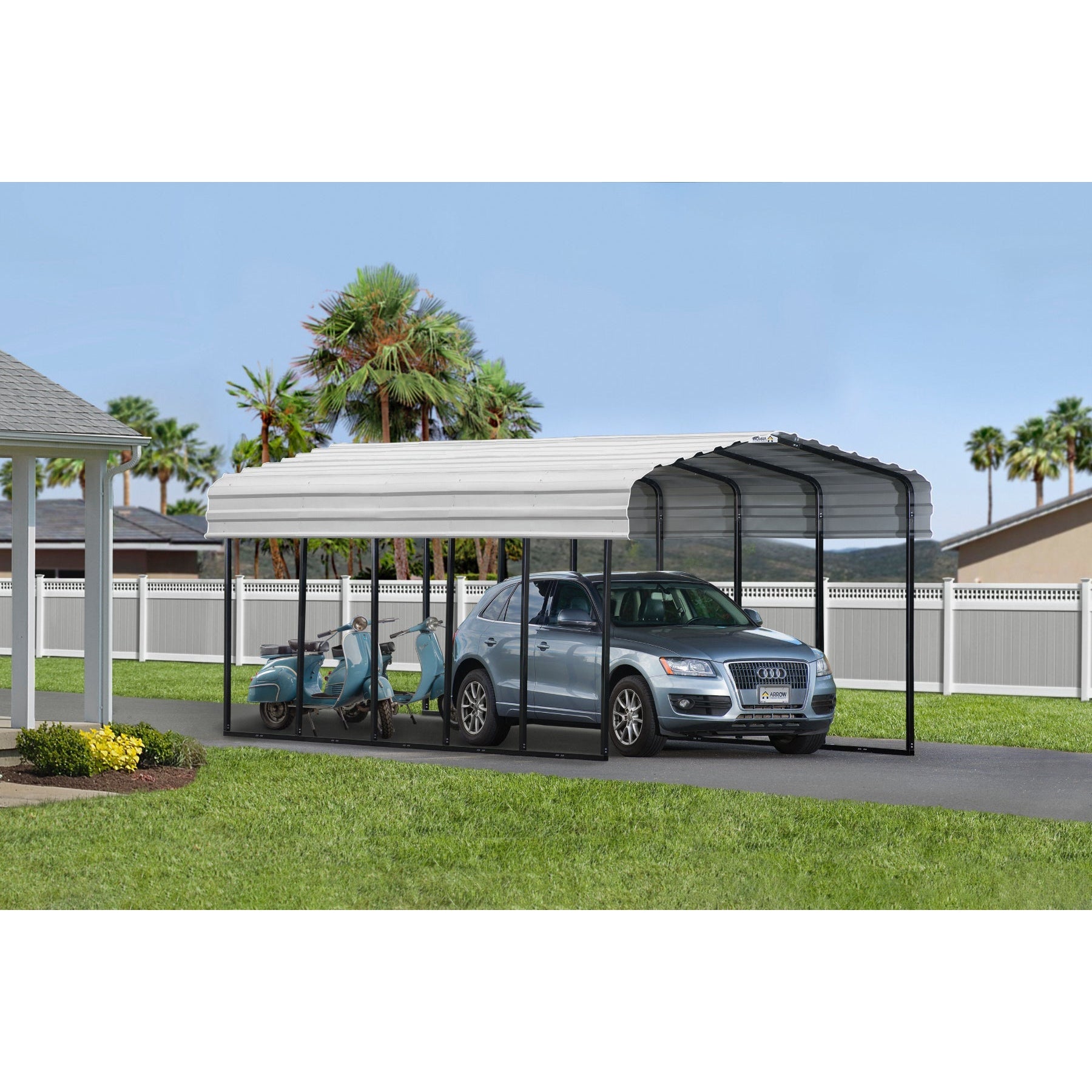 Arrow Steel Carport Canopy 12 x 24 x 9 ft.-Delightful Yard