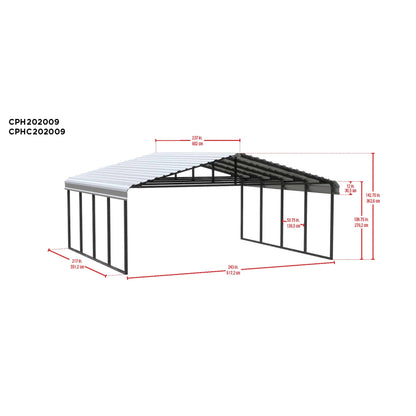 Arrow Steel Carport Canopy 20 x 20 x 9 ft.-Delightful Yard