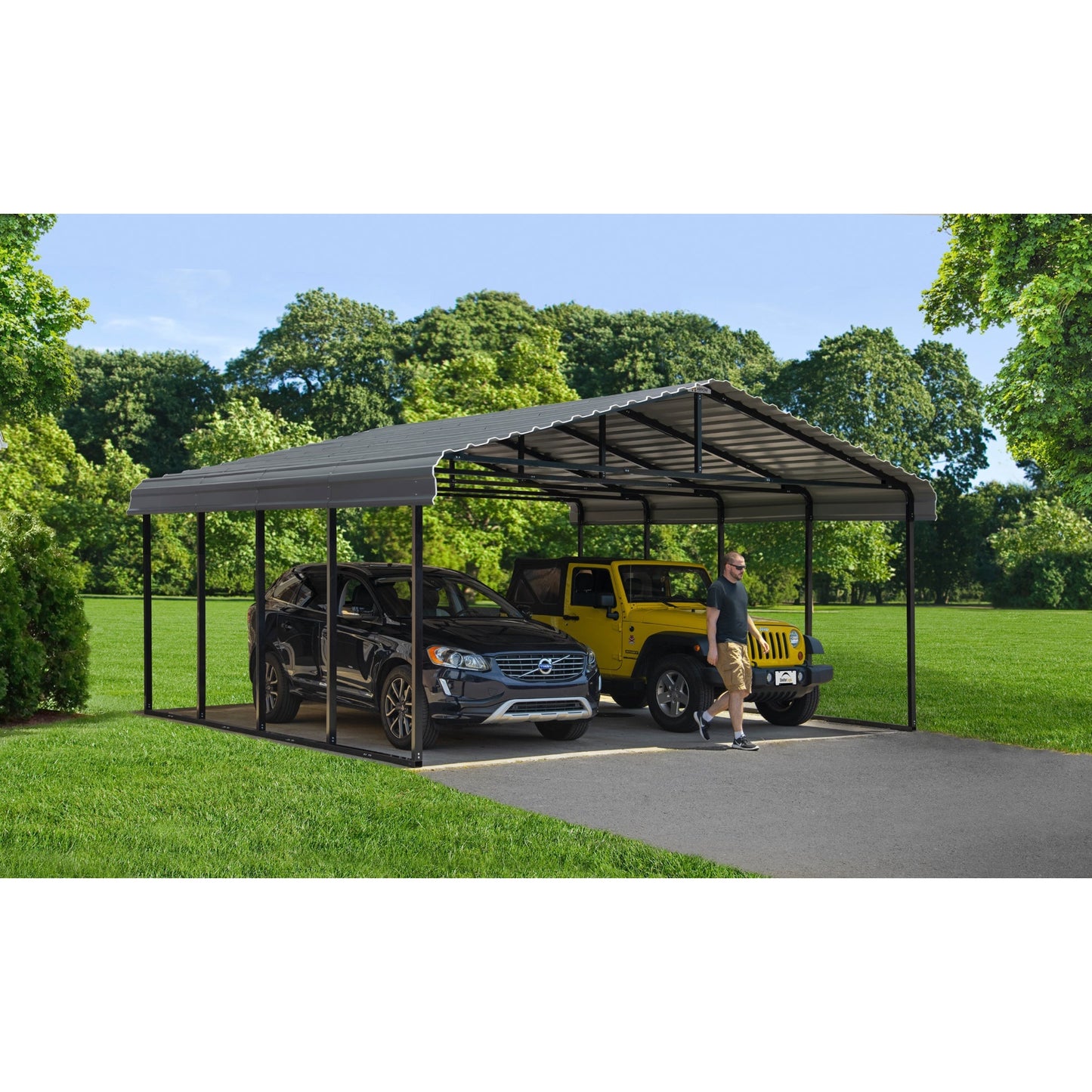 Arrow Steel Carport Canopy 20 x 20 x 9 ft.-Delightful Yard