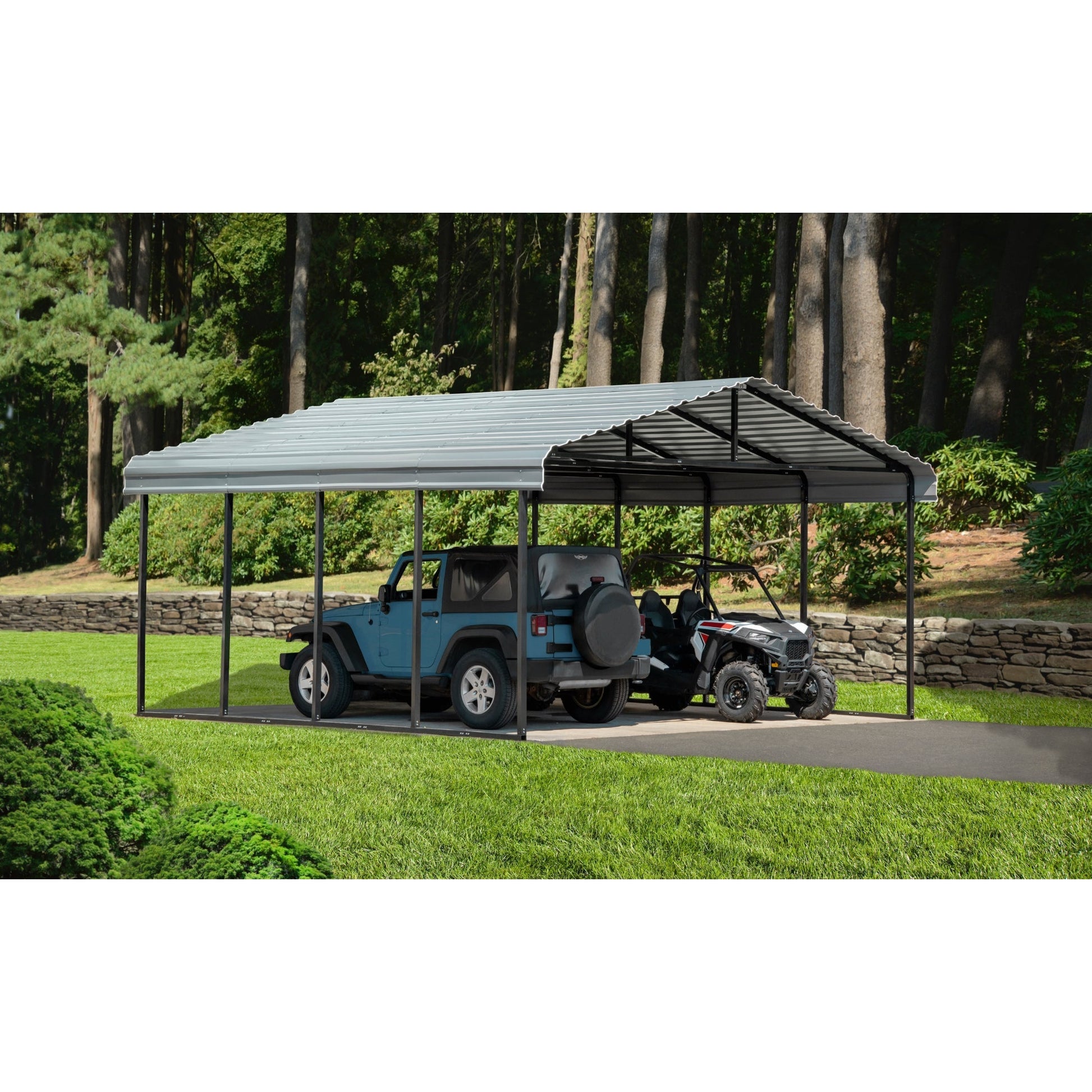 Arrow Steel Carport Canopy 20 x 20 x 9 ft.-Delightful Yard