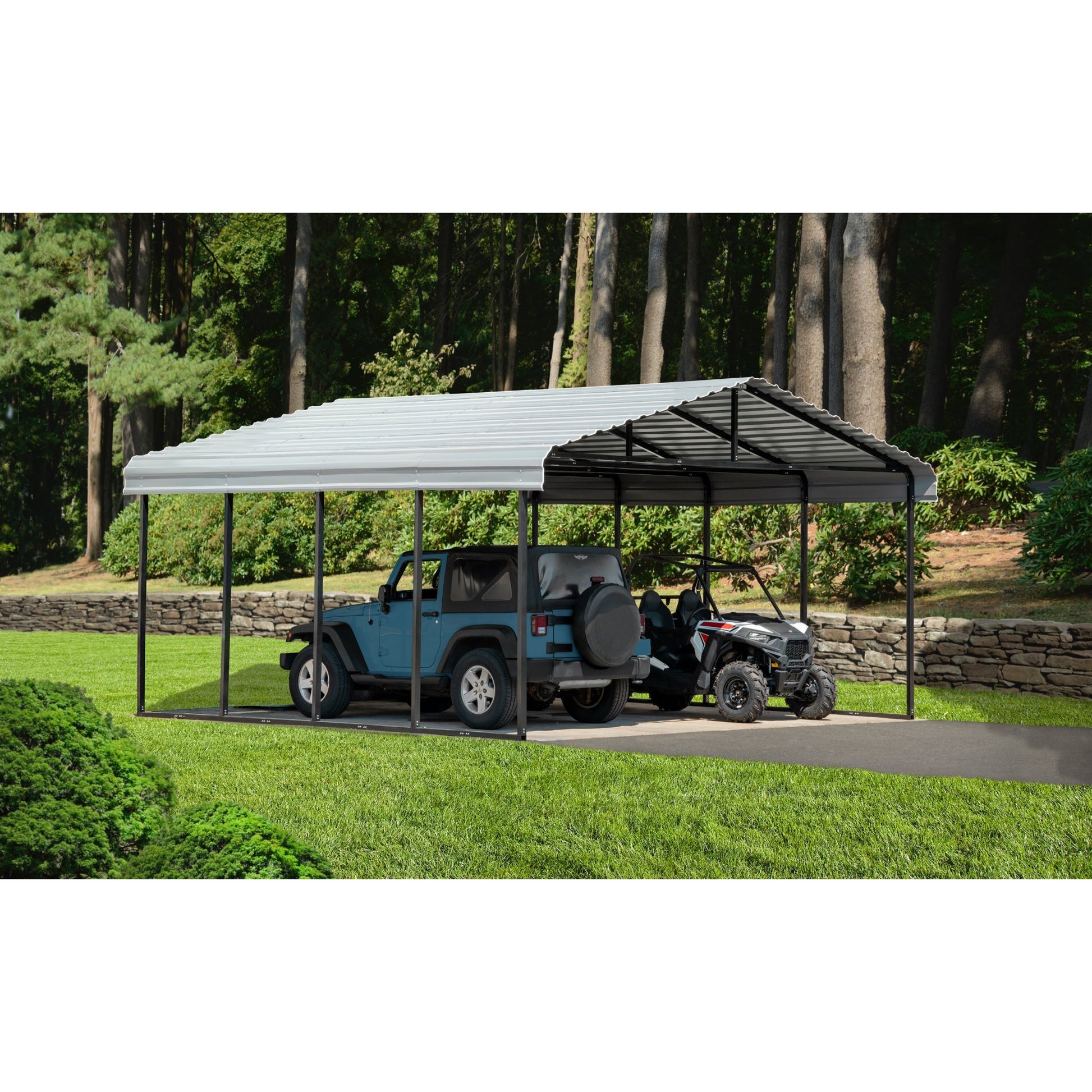 Arrow Steel Carport Canopy 20 x 20 x 9 ft.-Delightful Yard