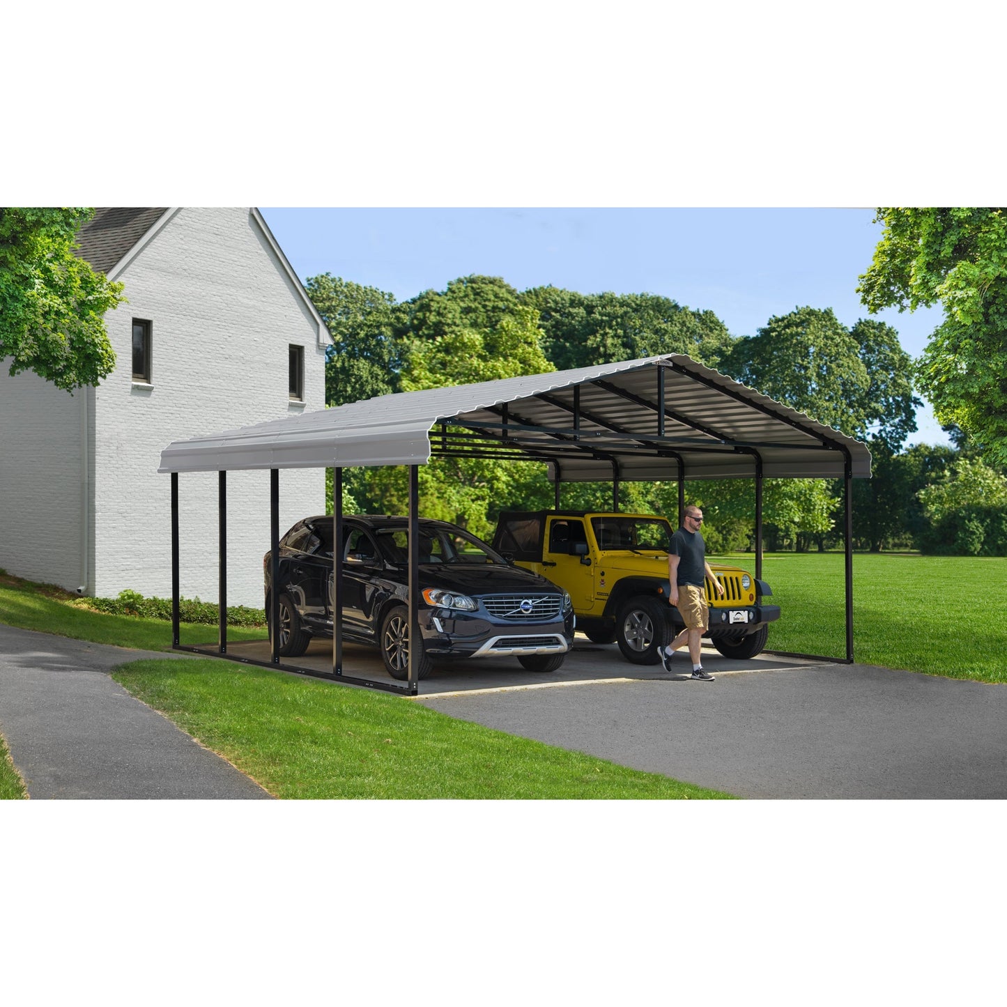 Arrow Steel Carport Canopy 20 x 20 x 9 ft.-Delightful Yard