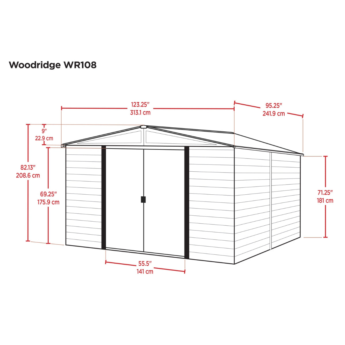 Arrow Woodridge Steel Storage Shed 10 x 8 ft.-Delightful Yard
