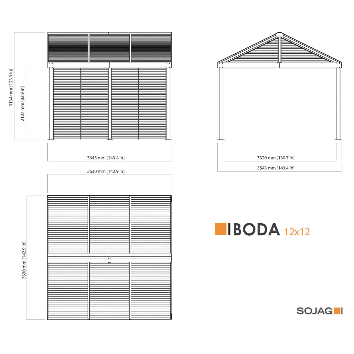 Boda Aluminum Louver Wall Gazebo 12 x 12 ft | Sojag-Delightful Yard