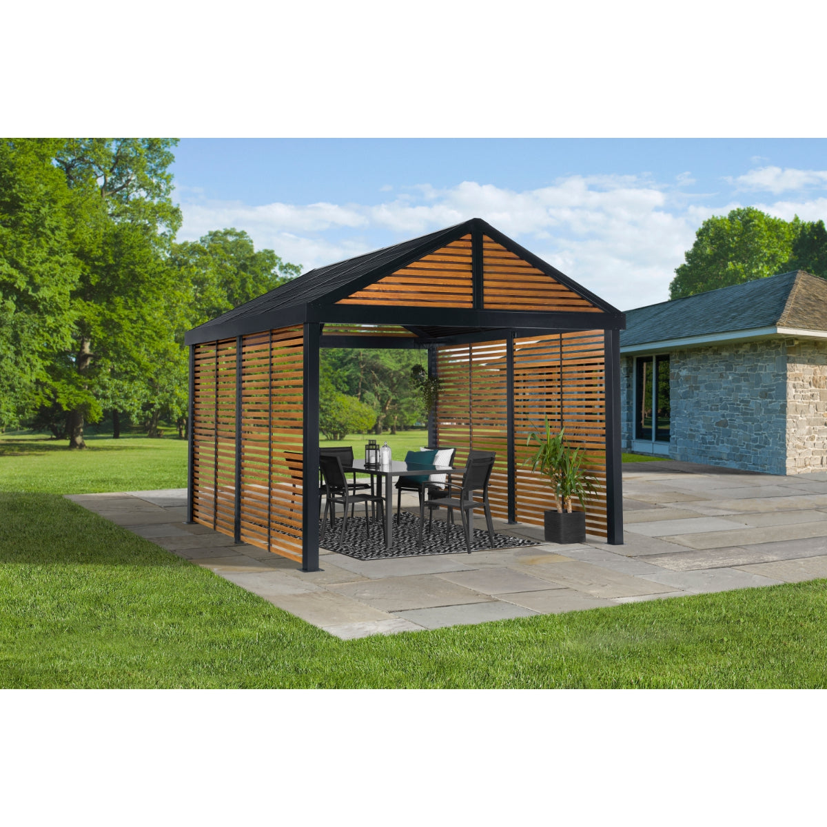 Boda Aluminum Louver Wall Gazebo 12 x 12 ft | Sojag-Delightful Yard