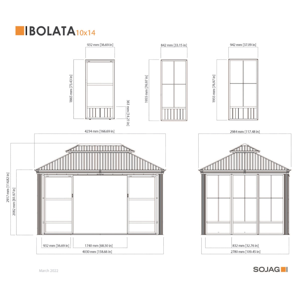 Bolata Aluminum Gazebo Solarium 10 x 14 ft. | Sojag-Delightful Yard