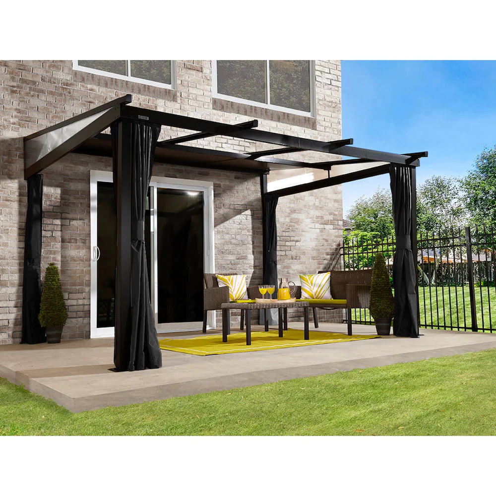 Budavar Wall-Mounted Aluminum Gazebo Patio Cover 10 x 12 ft | Sojag-Delightful Yard