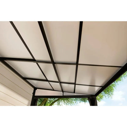 Budavar Wall-Mounted Aluminum Gazebo Patio Cover 10 x 12 ft | Sojag-Delightful Yard