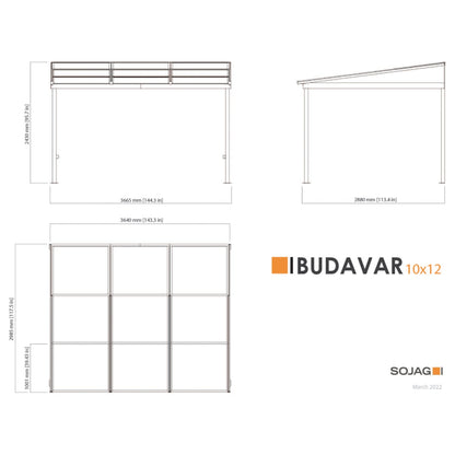 Budavar Wall-Mounted Aluminum Gazebo Patio Cover 10 x 12 ft | Sojag-Delightful Yard