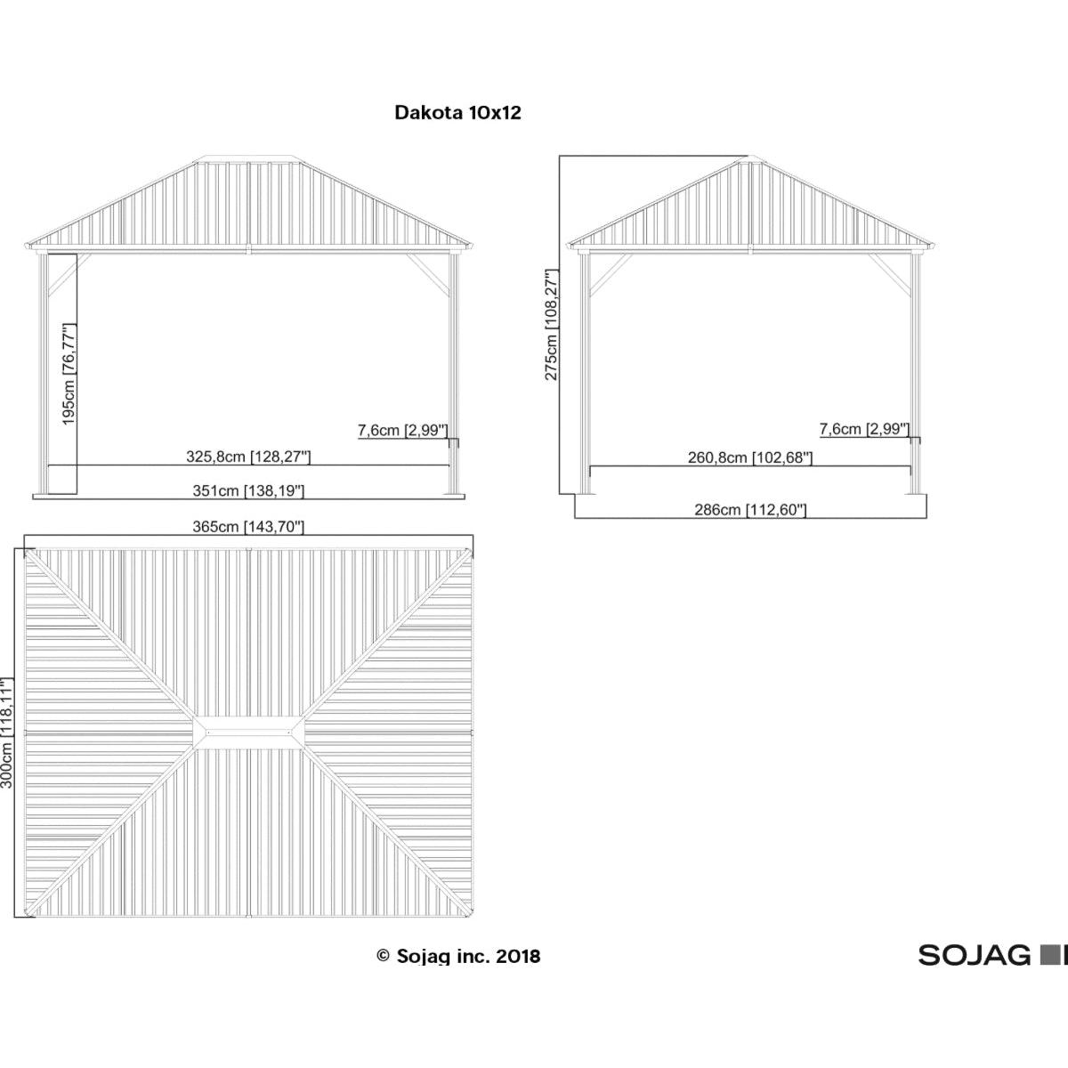 Sojag Dakota Gazebo 10 x 12 ft - Delightful Yard
