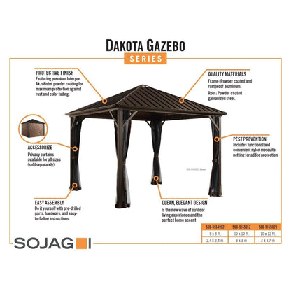 Sojag Dakota Gazebo 10 x 12 ft - Delightful Yard