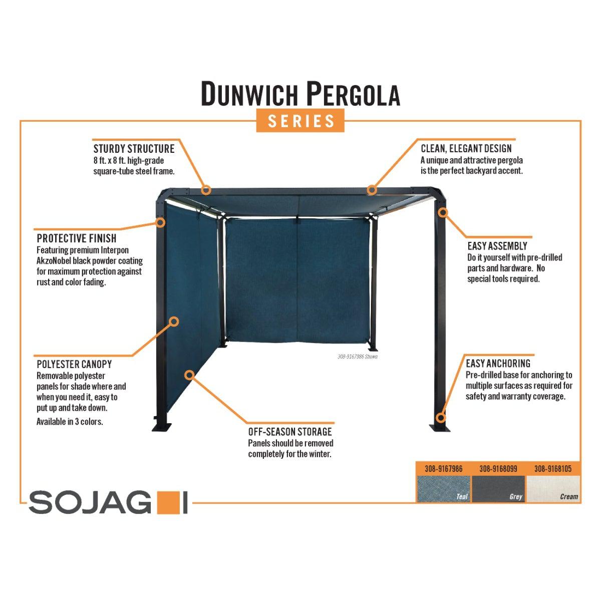 Sojag Dunwich Pergola 8 x 8 ft. - Delightful Yard