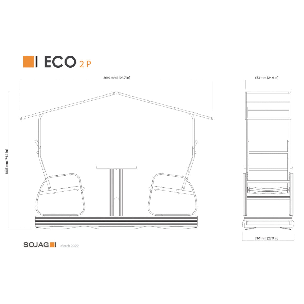 Eco 2-Seater Garden Glider Swing 2 x 9 x 6 ft | Sojag-Delightful Yard