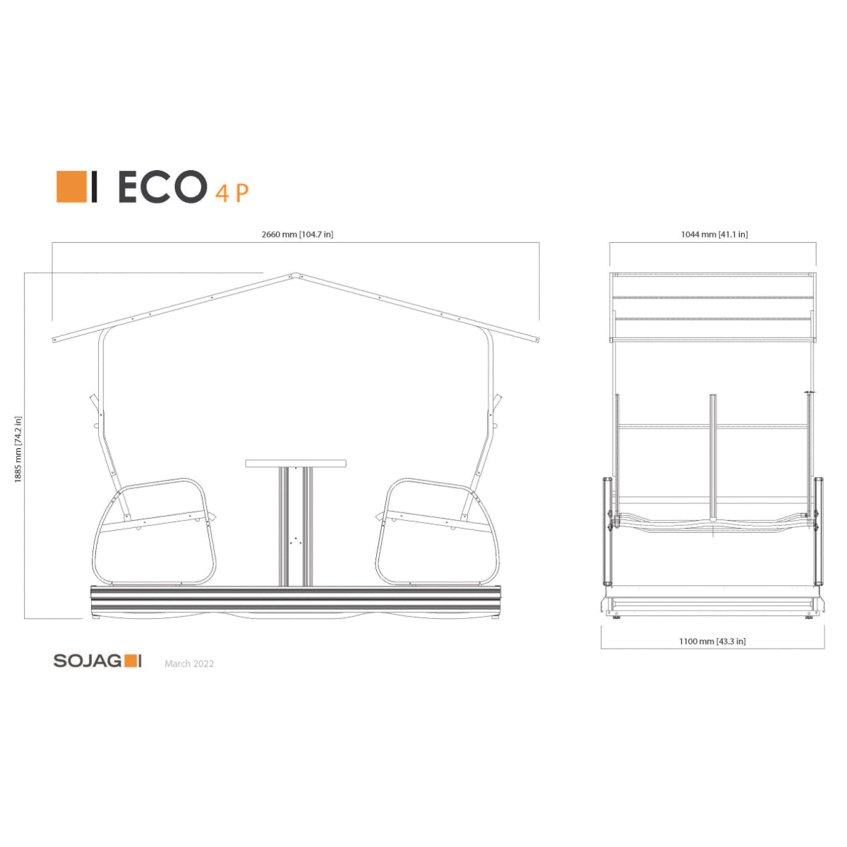Eco 4-Seater Garden Glider Swing 4 x 9 x 6 ft | Sojag-Delightful Yard