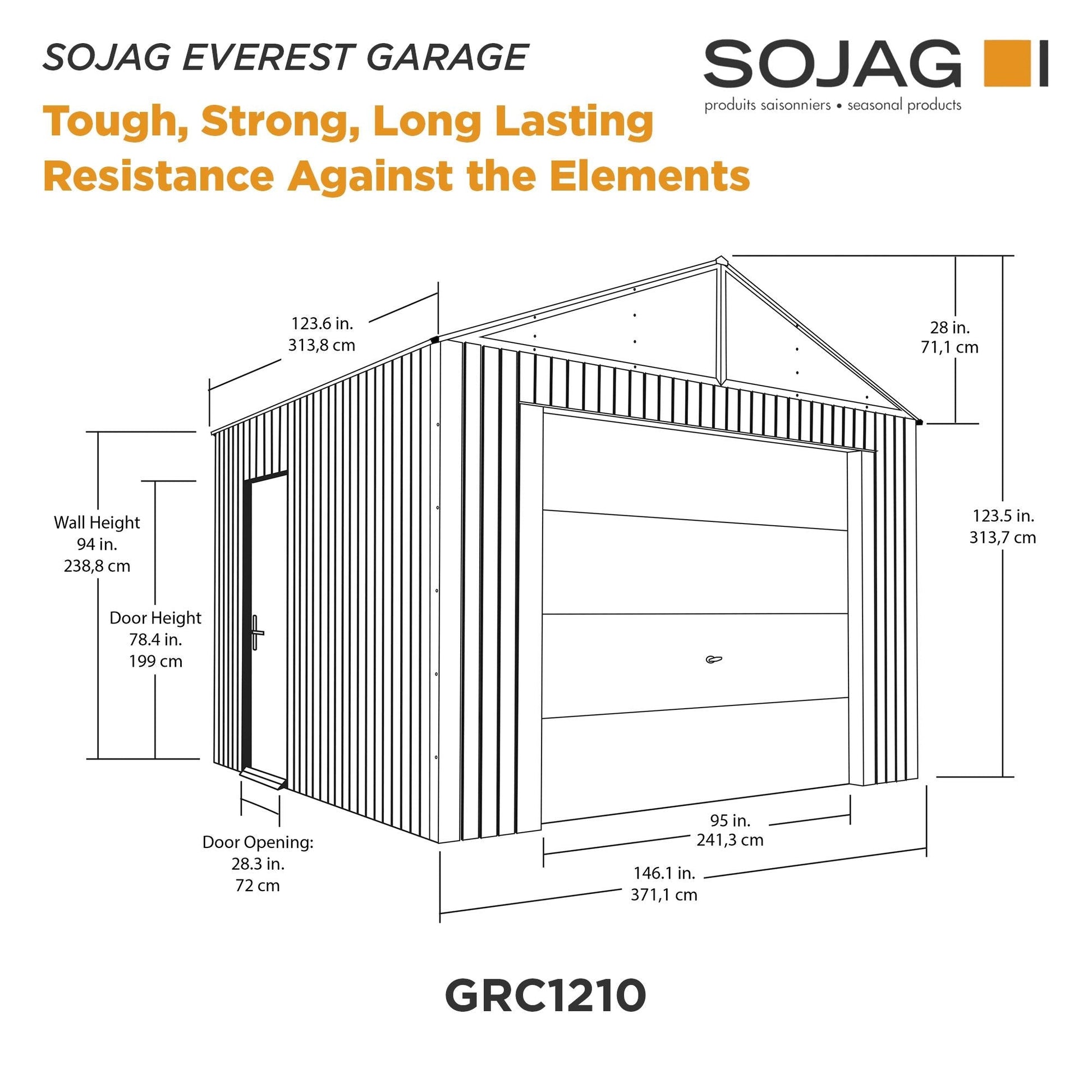 Everest Steel Garage Shed 12 x 10 ft | Sojag-Delightful Yard