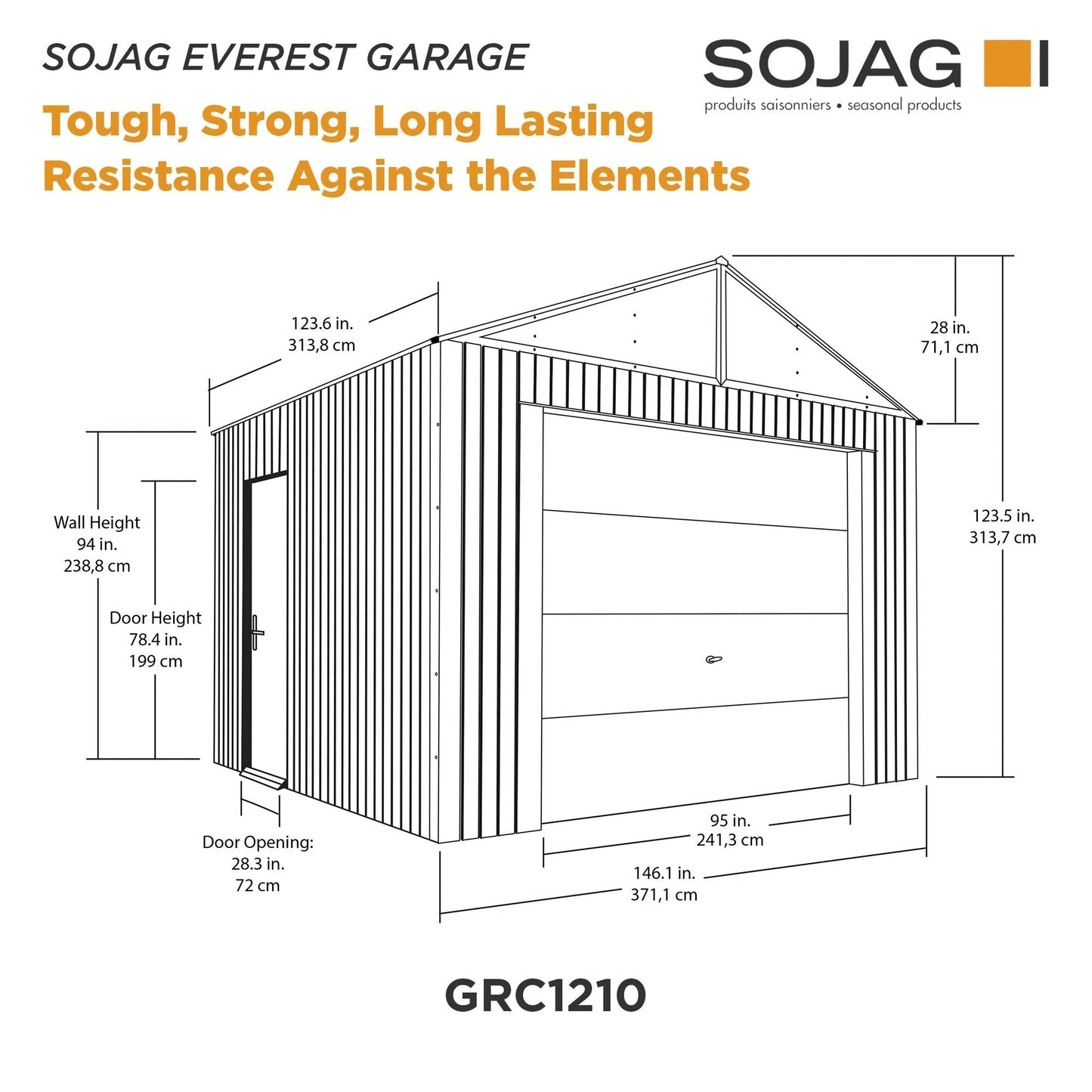 Everest Steel Garage Shed 12 x 10 ft | Sojag-Delightful Yard