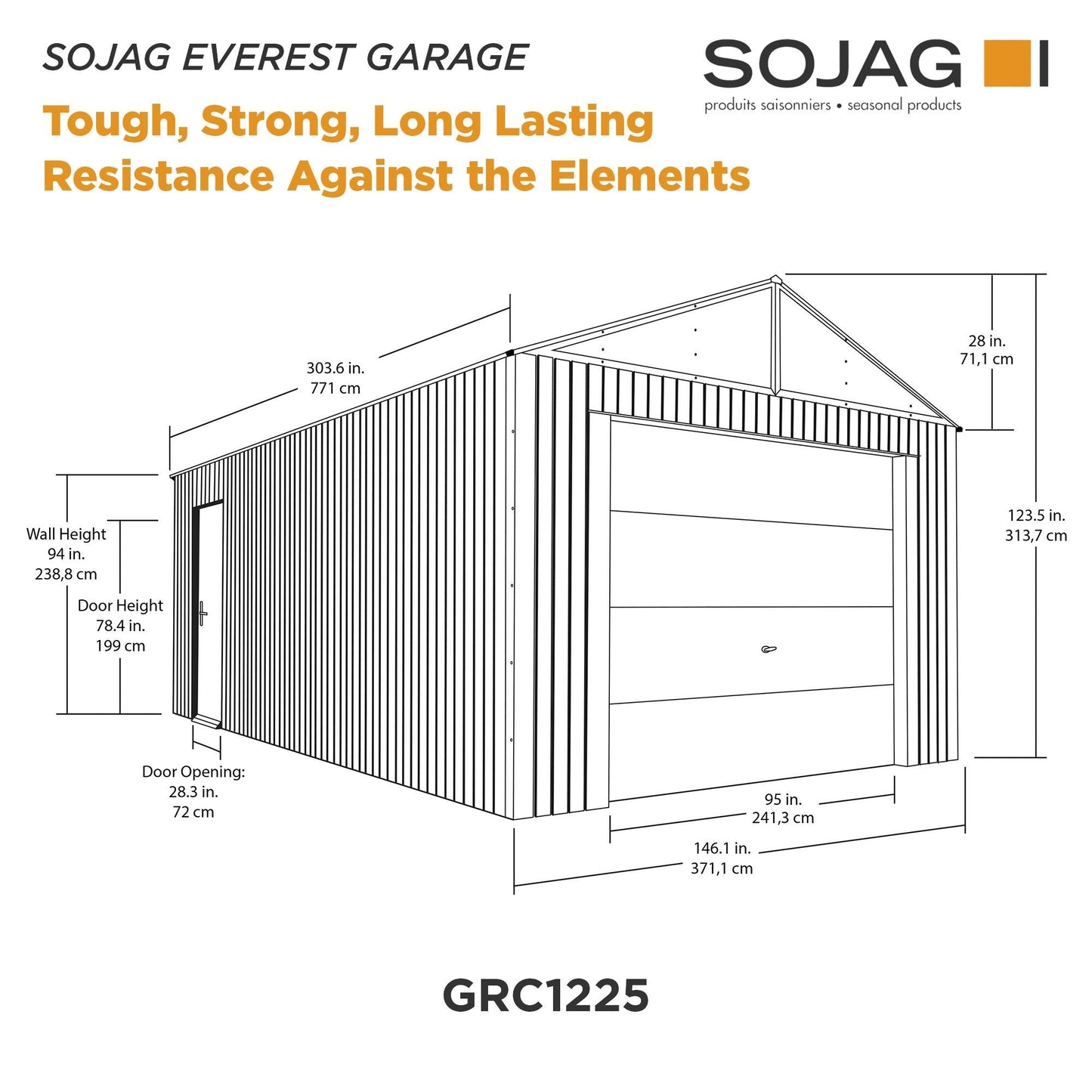 Everest Steel Garage Shed 12 x 25 ft | Sojag-Delightful Yard