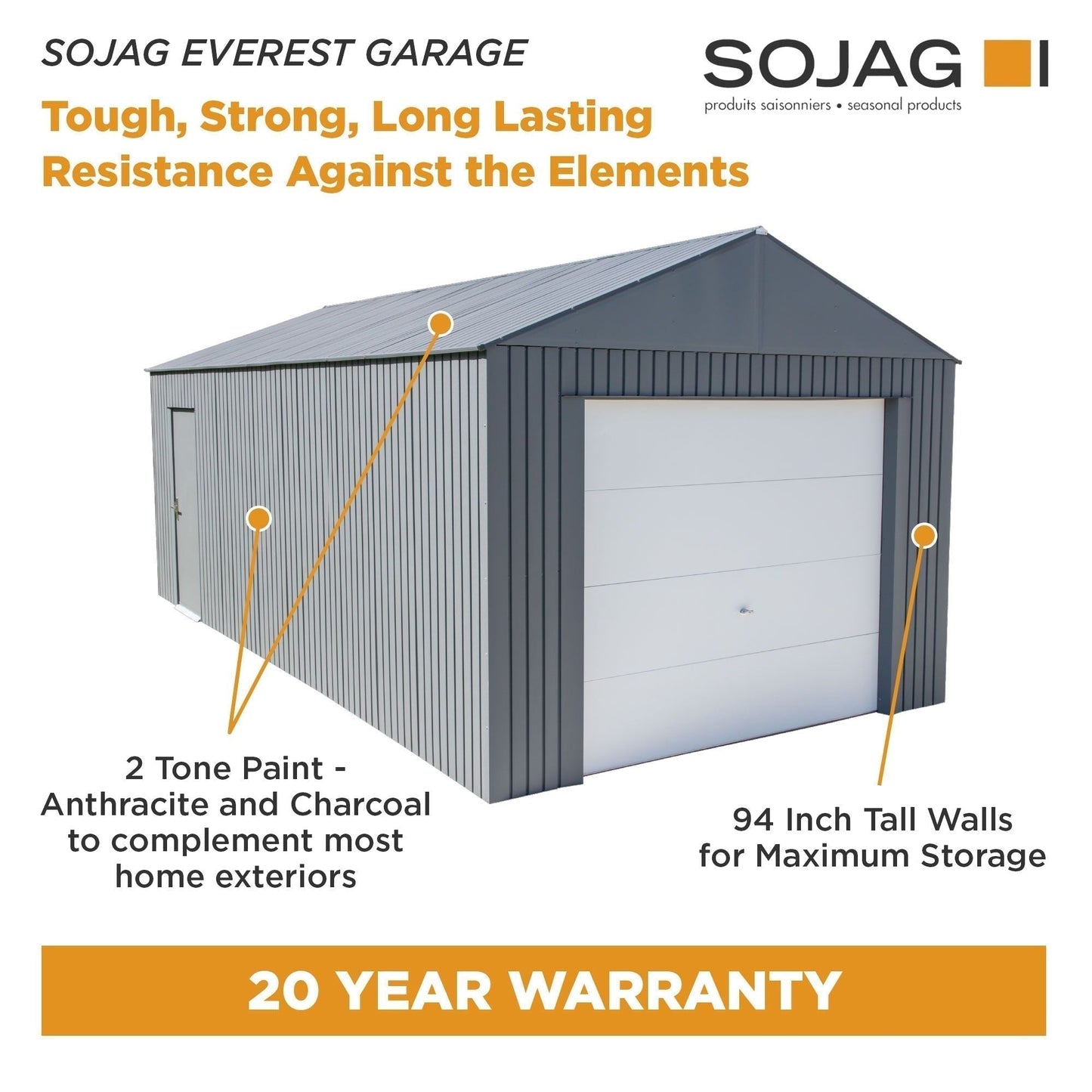 Everest Steel Garage Shed 12 x 25 ft | Sojag-Delightful Yard