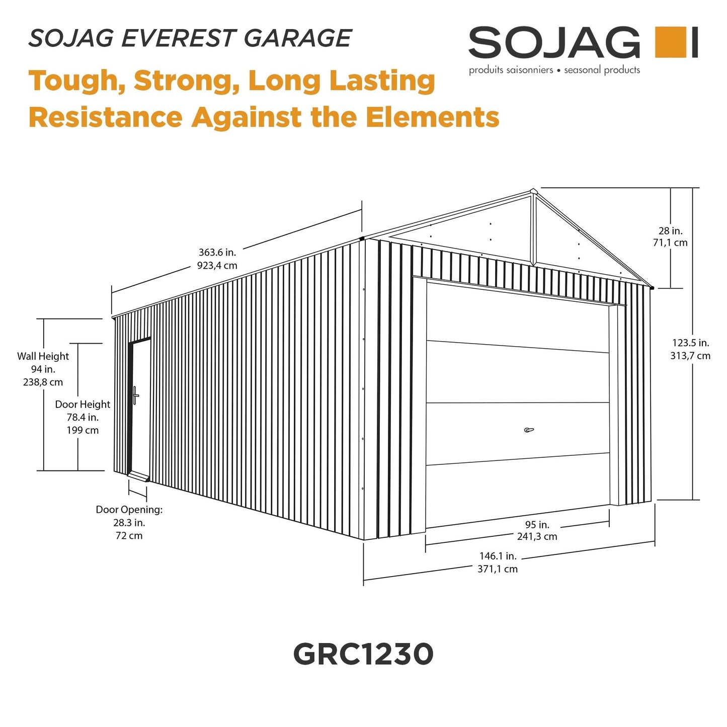 Everest Steel Garage Shed 12 x 30 ft | Sojag-Delightful Yard