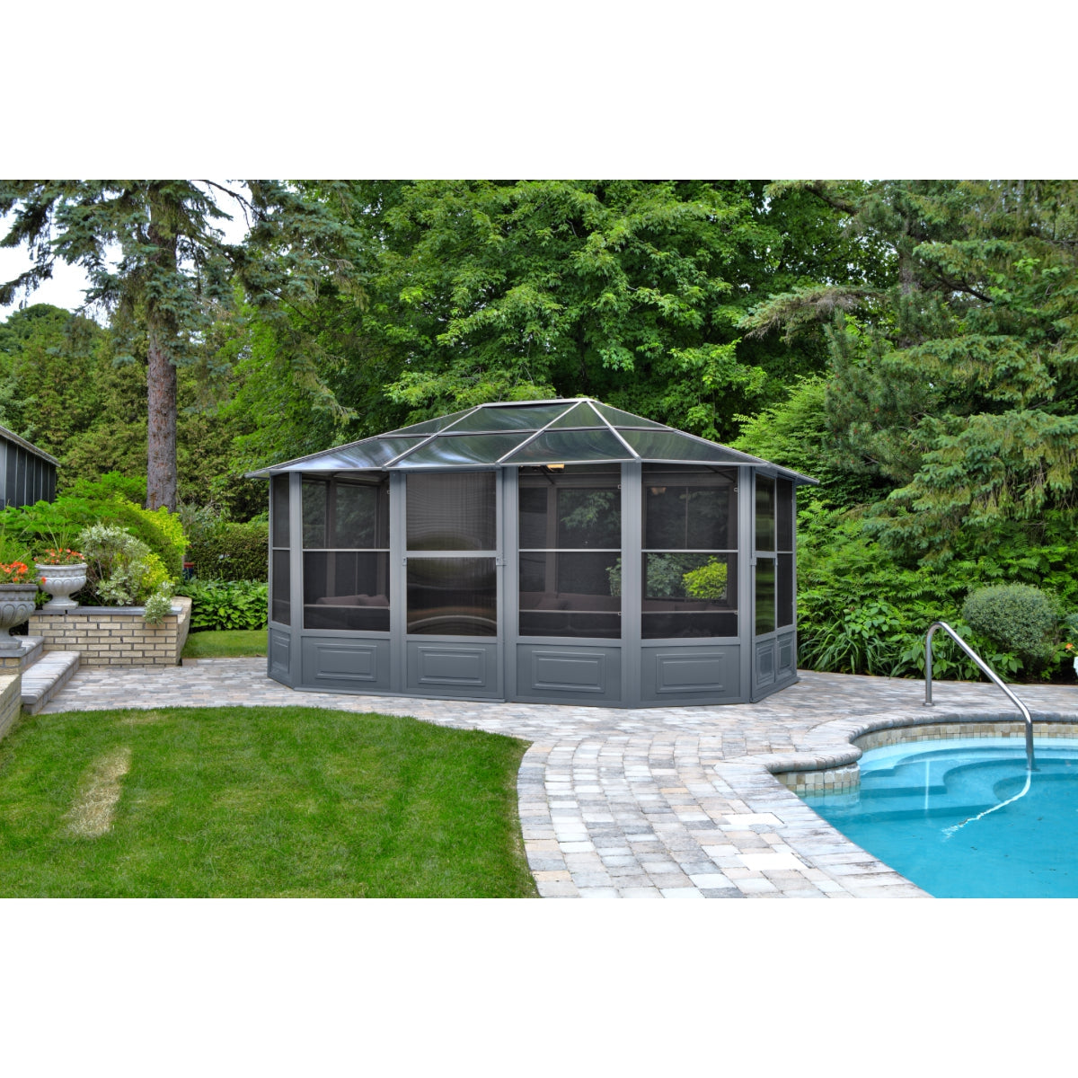 Florence Aluminum Solarium PC Roof 12 x 15 ft. | Gazebo PenGuin-Delightful Yard