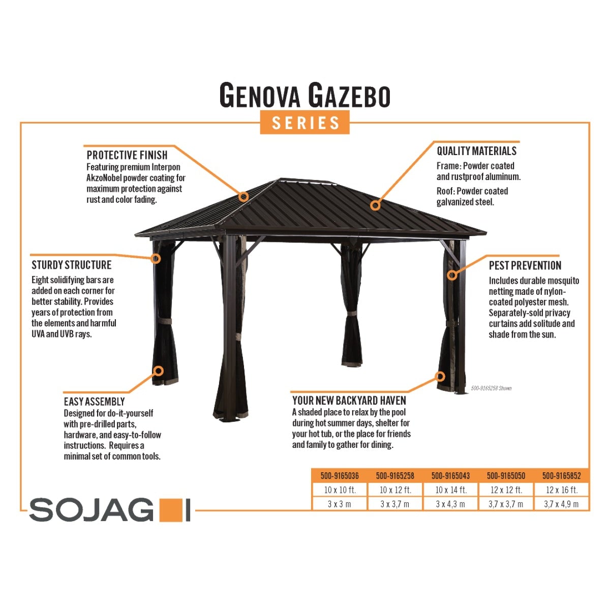 Sojag Genova Gazebo 10 x 10 ft - Delightful Yard