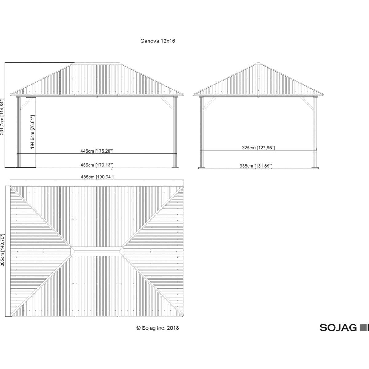 Sojag Genova Gazebo 12 x 16 ft - Delightful Yard