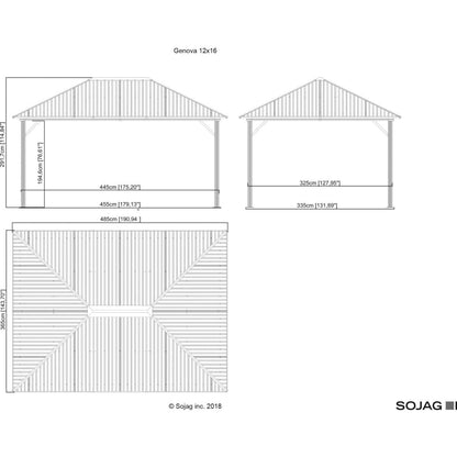 Sojag Genova Gazebo 12 x 16 ft - Delightful Yard