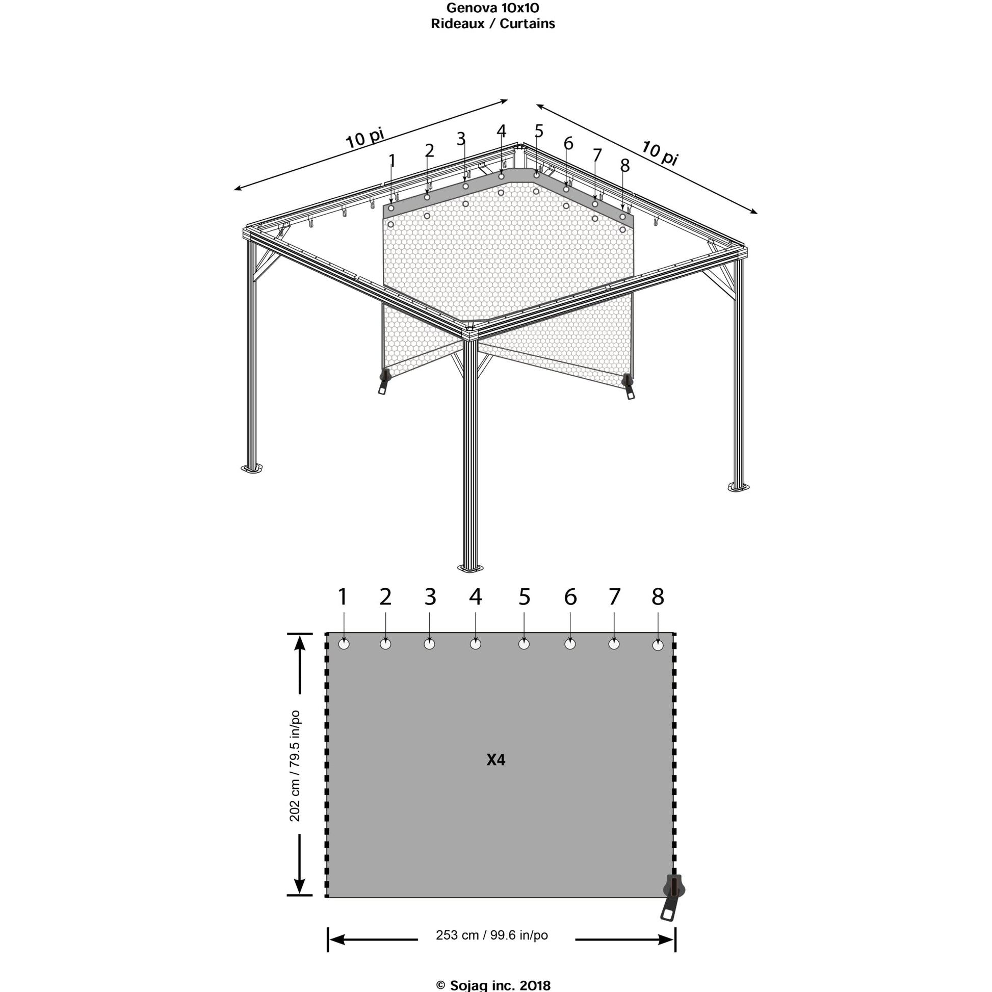 Sojag Genova Gazebo Curtains 10 x 10 ft. - Delightful Yard