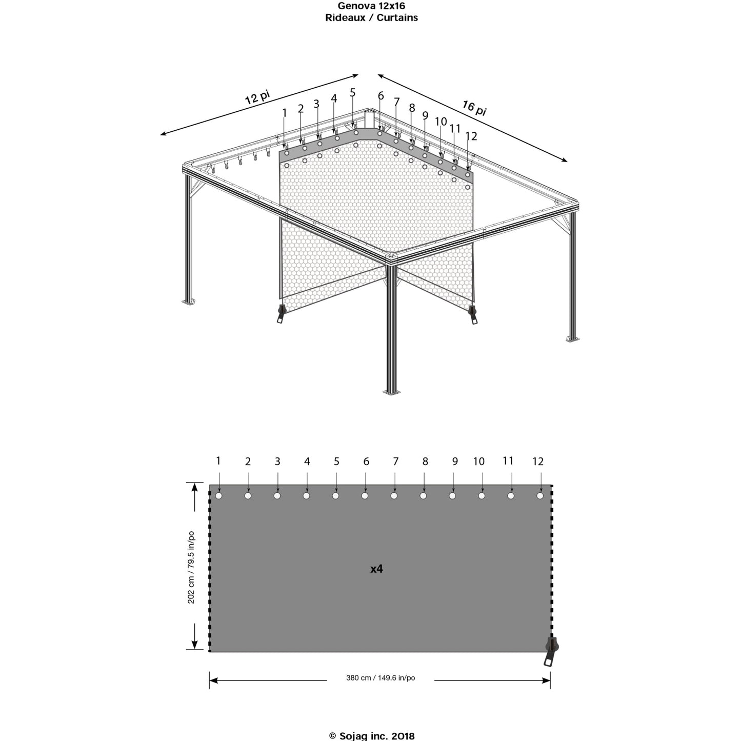 Sojag Genova Gazebo Curtains 12 x 16 ft. - Delightful Yard