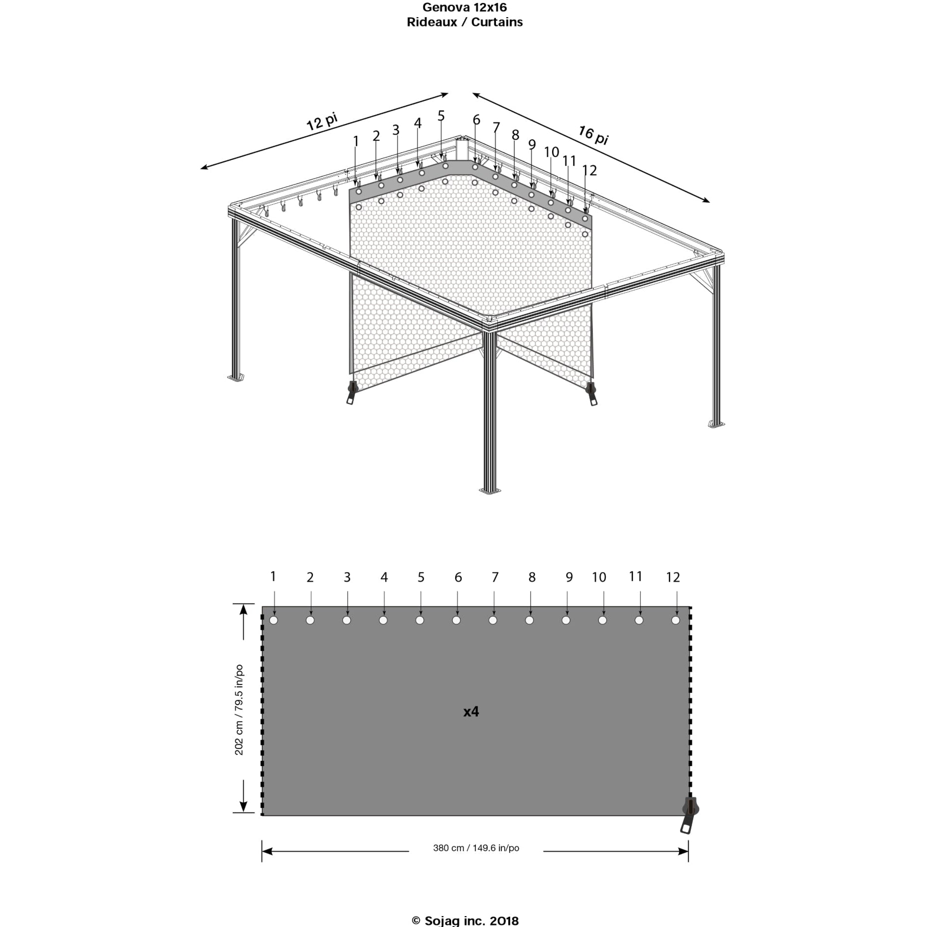 Sojag Genova Gazebo Curtains 12 x 16 ft. - Delightful Yard