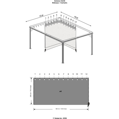 Sojag Genova Gazebo Curtains 12 x 16 ft. - Delightful Yard