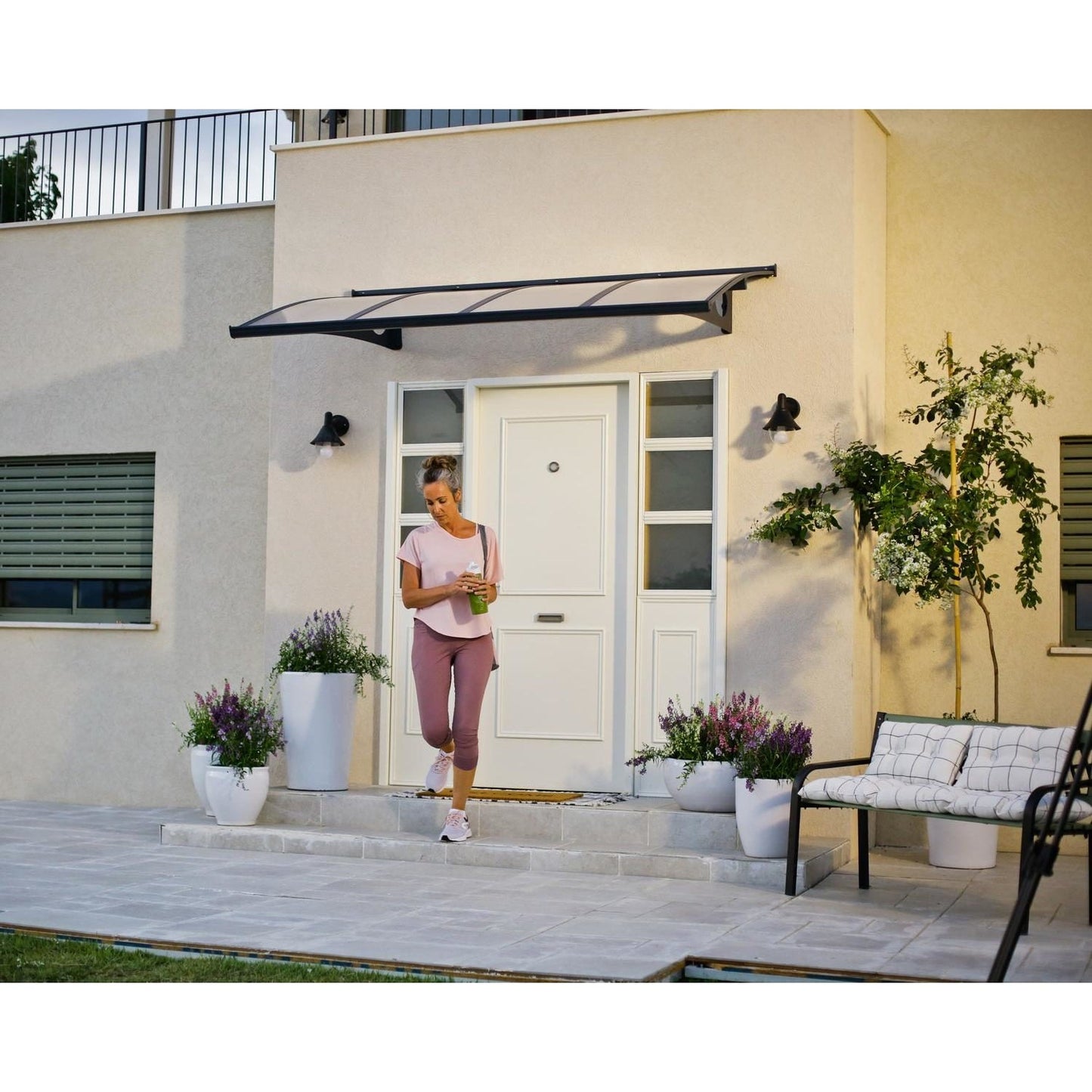 Herald Door Awning 7.3 x 4.6 ft. TwinWall Panel | Palram-Canopia-Delightful Yard