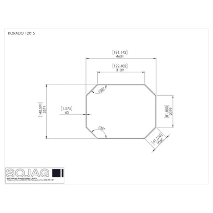 Korado Aluminum Octagonal Solarium 12 x 15 ft. | Sojag-Delightful Yard