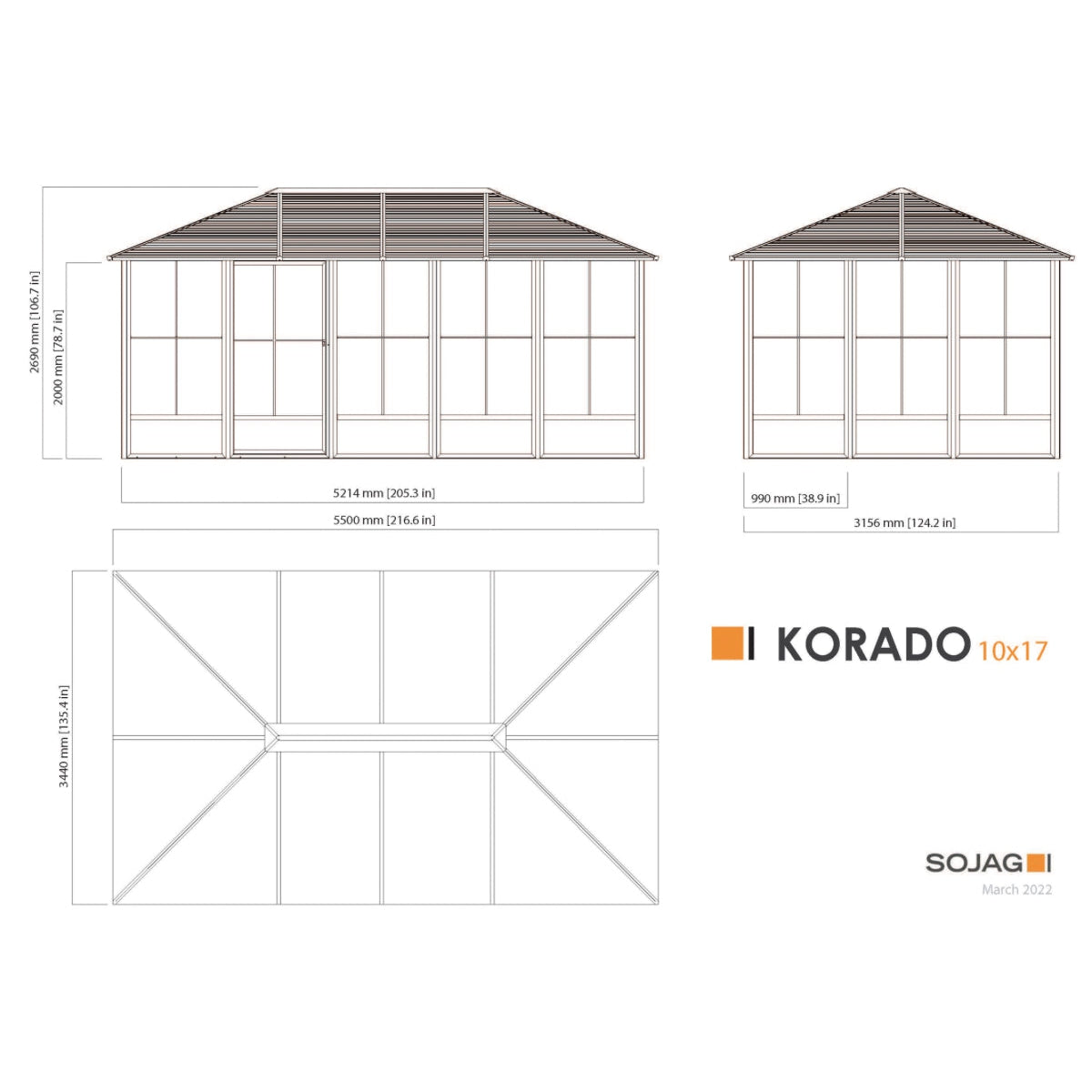 Korado Aluminum Solarium 10 x 17 ft. | Sojag-Delightful Yard