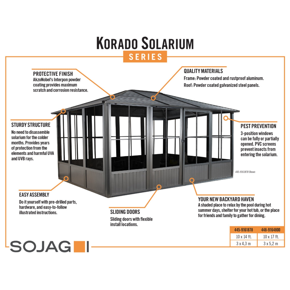 Korado Aluminum Solarium 10 x 17 ft. | Sojag-Delightful Yard